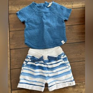 Burt's Bees Baby White and Blue Baby Outfit